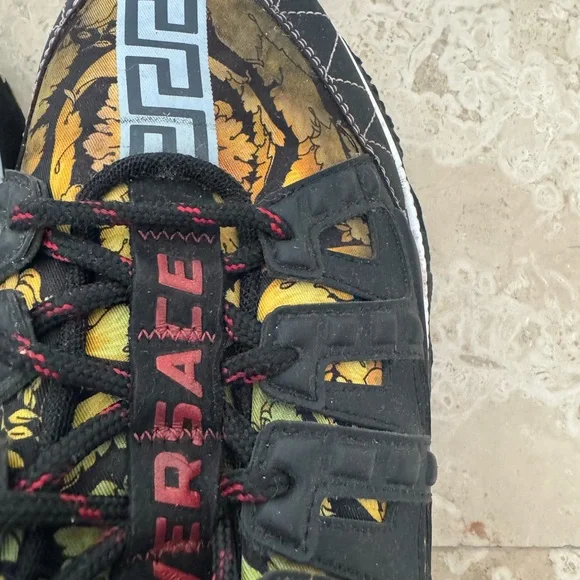 Versace Black and Gold Sneakers with Red Accents - Picture 3 of 6